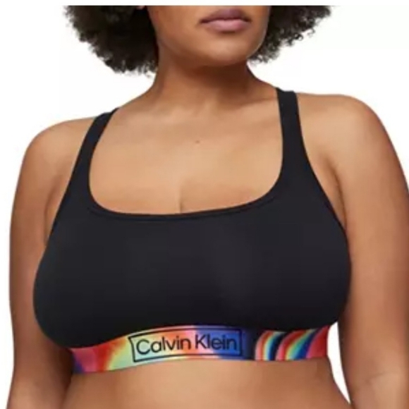 Calvin Klein Other - Calvin Klein Cotton Unlined Modern Bralette Black Rainbow Plus Sz 1X NWT